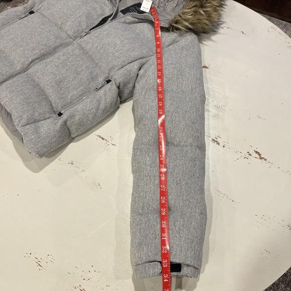 Gap Puffer Jacket Women Large Gray Long Sleeve Full Zip Down Winter Wool Cotton - Picture 7 of 16